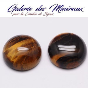 OEIL DE TIGRE  gemme pierre naturelle en cabochon rond en 10mm, 16mm, 25mm et 30mm : création bijoux, macramé et loisirs créatifs