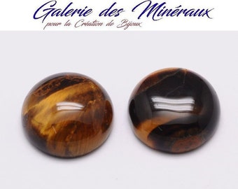 OEIL DE TIGRE  gemme pierre fine naturelle en cabochon rond en 10mm, 16mm, 25mm et 30mm : création bijoux, macramé et loisirs créatifs