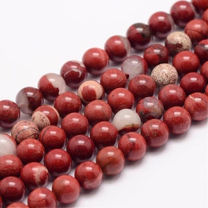 JASPE ROUGE gemme pierre fine naturelle en lot de perles rondes en 6mm 8mm 10mm : création bijoux & loisirs créatifs image 2