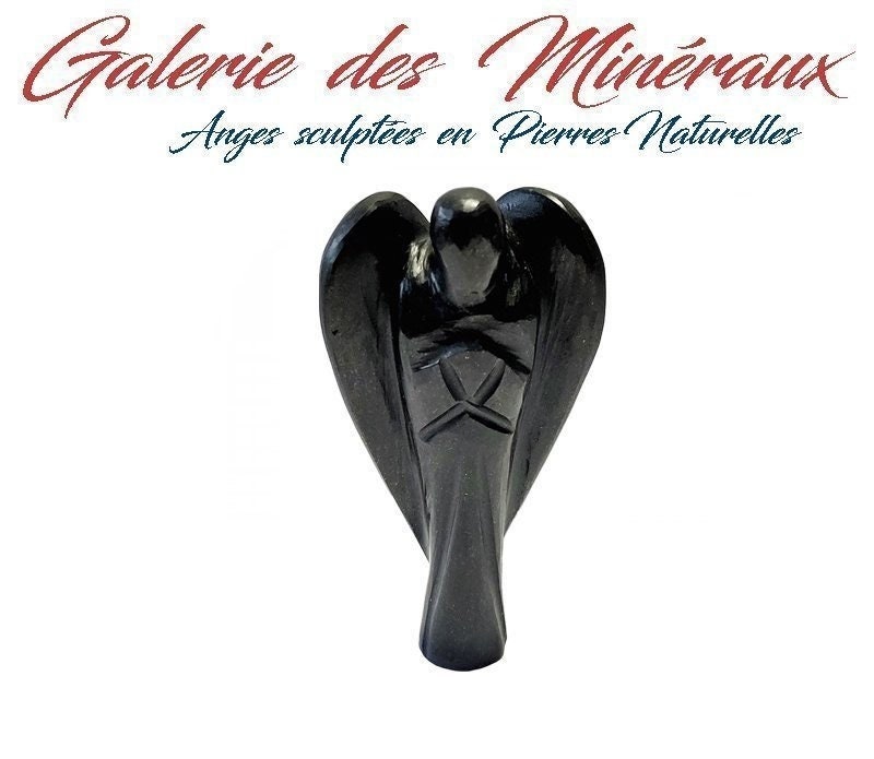 Ange Sculpté en Tourmaline Pierre Naturelle & Minérale de Qualité Extra - 25Gr Lithothérapie Energie
