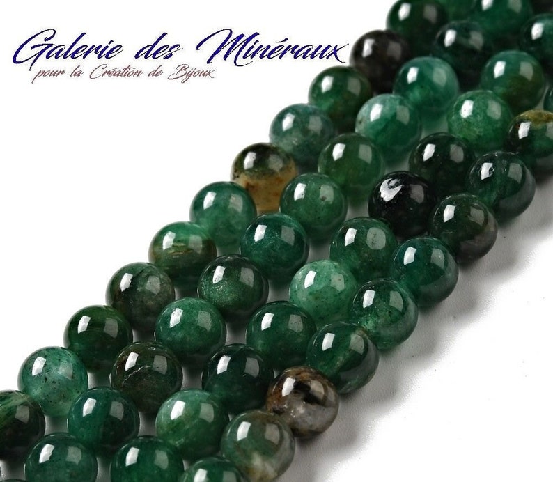 EMERAUDE gemme pierre fine naturelle en lot de perles rondes en 6mm 8mm 10mm : création bijoux & loisirs créatifs image 1
