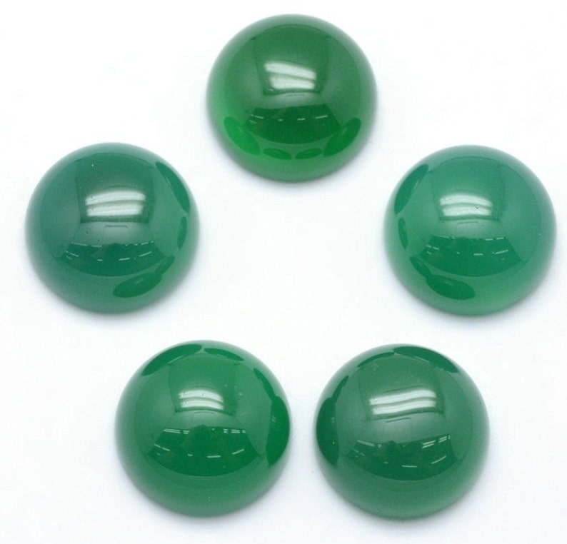 ONYX VERT pierre naturelle en cabochon rond lisse en 8mm: idéale pour la création de bijoux et loisirs créatifs lot de 5 pièces