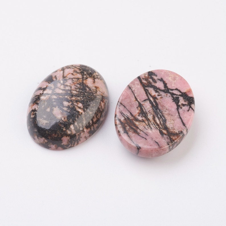 RHODONITE gemme pierre fine naturelle en cabochon ovale en 18x13mm, 25x18mm et 40x30mm : création bijoux, macramé & loisirs créatifs image 3