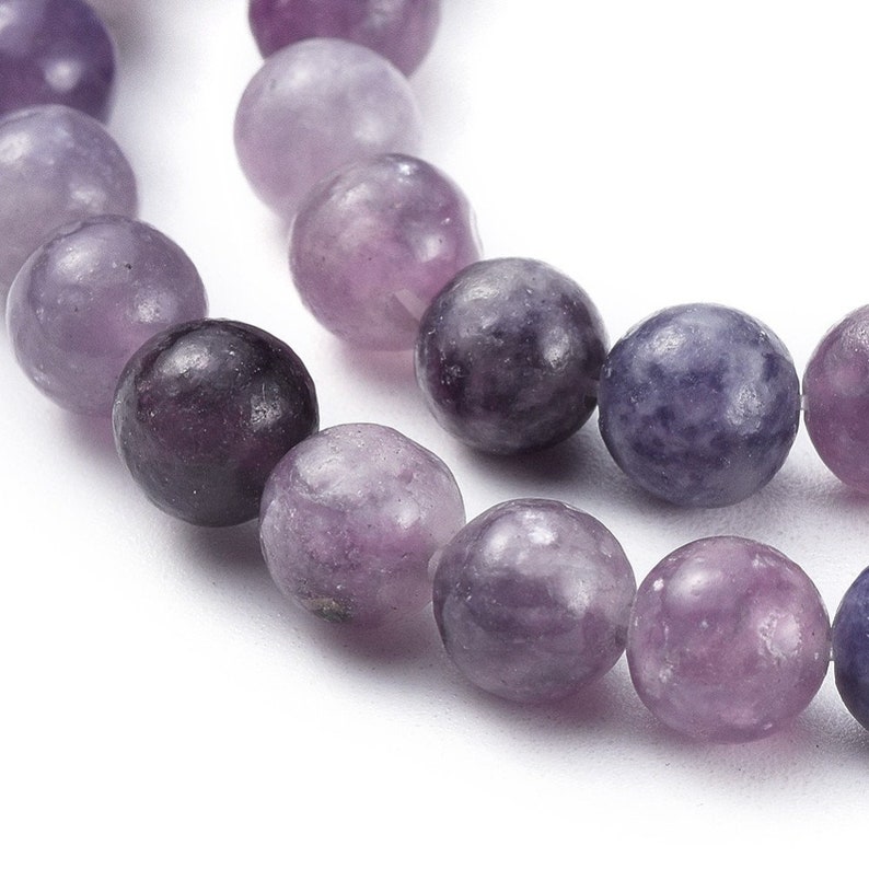 LEPIDOLITE gemme pierre fine naturelle en lot de perles rondes en 6mm 8mm : création bijoux & loisirs créatifs image 5