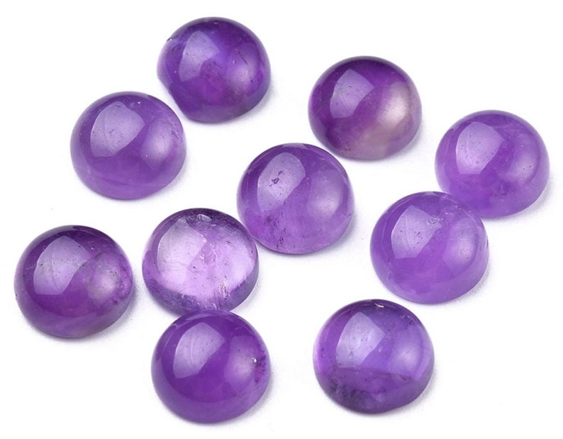 AMETHYSTE pierre naturelle en cabochon rond en 8mm, 10mm, 14mm, 16mm, 20mm et 30mm : création bijoux, macramé et loisirs créatifs image 4