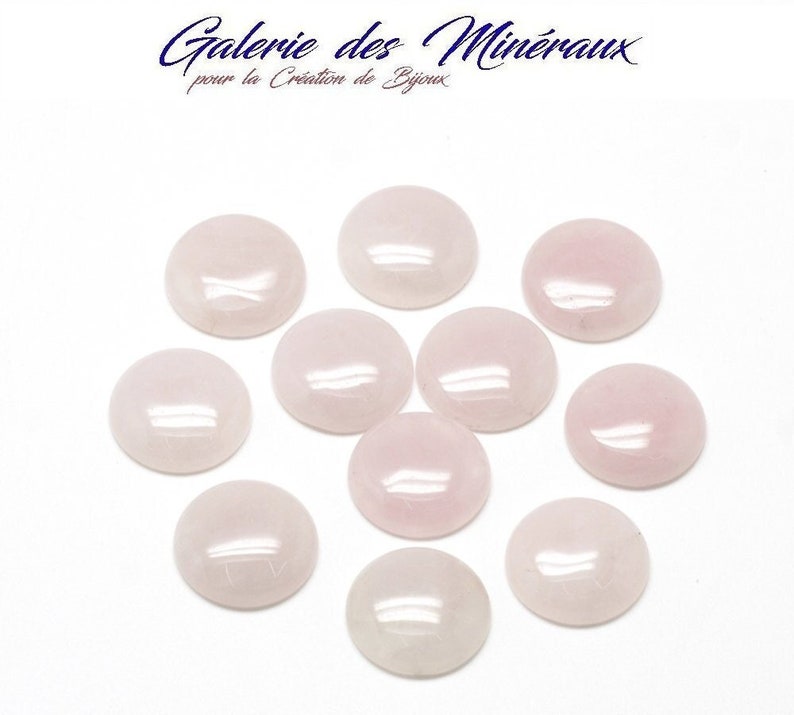 QUARTZ ROSE gemme pierre fine naturelle en cabochon rond en 8mm, 10mm, 14mm, 20mm, 25mm et 30mm : création bijoux, macramé afbeelding 1