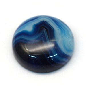 AGATE BLEUE gemme pierre fine naturelle en cabochon rond en 16mm et 20mm : création bijoux, macramé et loisirs créatifs image 6