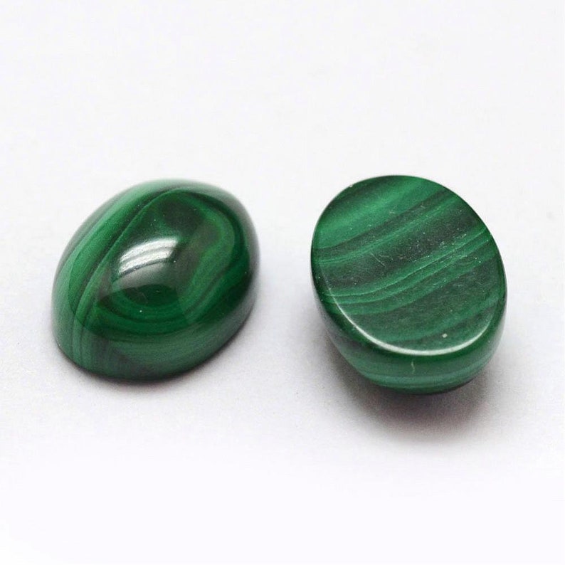 MALACHITE gemme pierre fine naturelle en cabochon ovale en 8x6mm, 10x8mm, 14x10mm, 18x13mm & 25x18mm : création bijoux, macramé 10mm