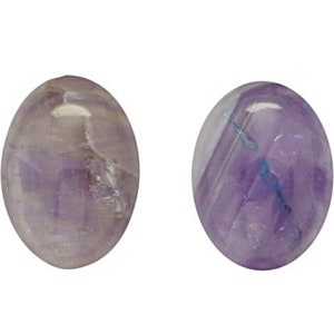 AMETHYSTE pierre naturelle en cabochon ovale en 14x10mm, 18x13mm, 25x18mm et 40x30mm : création bijoux, macramé et loisirs créatifs lot de 2 pièces