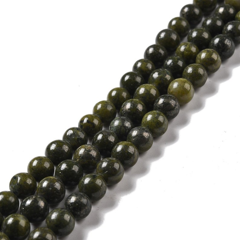 EPIDOTE gemme pierre fine naturelle en lot de perles rondes en 6mm 8mm 10mm : création bijoux & loisirs créatifs image 3