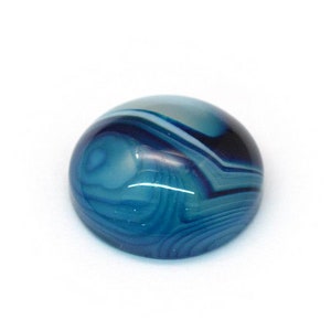 AGATE BLEUE gemme pierre fine naturelle en cabochon rond en 16mm et 20mm : création bijoux, macramé et loisirs créatifs image 7