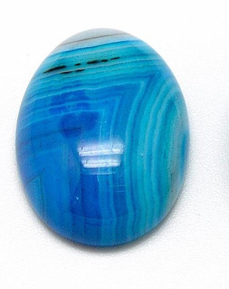 AGATE BLEUE gemme pierre fine naturelle en cabochon ovale en 18x13mm et 25x18mm : création bijoux, macramé et loisirs créatifs 25mm