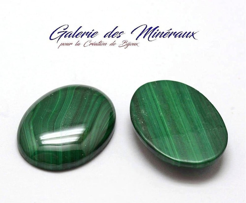 MALACHITE gemme pierre fine naturelle en cabochon ovale en 8x6mm, 10x8mm, 14x10mm, 18x13mm & 25x18mm : création bijoux, macramé image 1