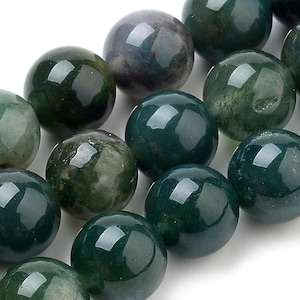 AGATE MOUSSE gemme pierre fine naturelle en lot de perles rondes en 6mm 8mm 10mm : création bijoux & loisirs créatifs image 2