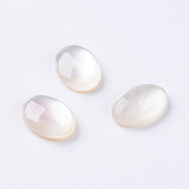 NACRE gemme pierre fine naturelle en cabochon ovale en 18x13mm et 25x18mm : création bijoux, macramé, macramé et loisirs créatifs image 5