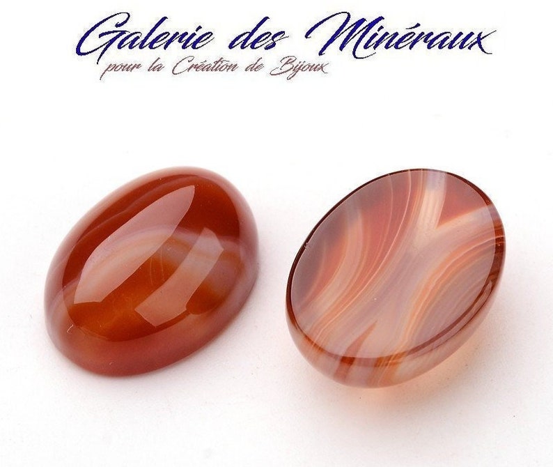 AGATE Rouge gemme pierre fine naturelle en cabochon ovale en 18x13mm : création bijoux, macramé et loisirs créatifs image 1