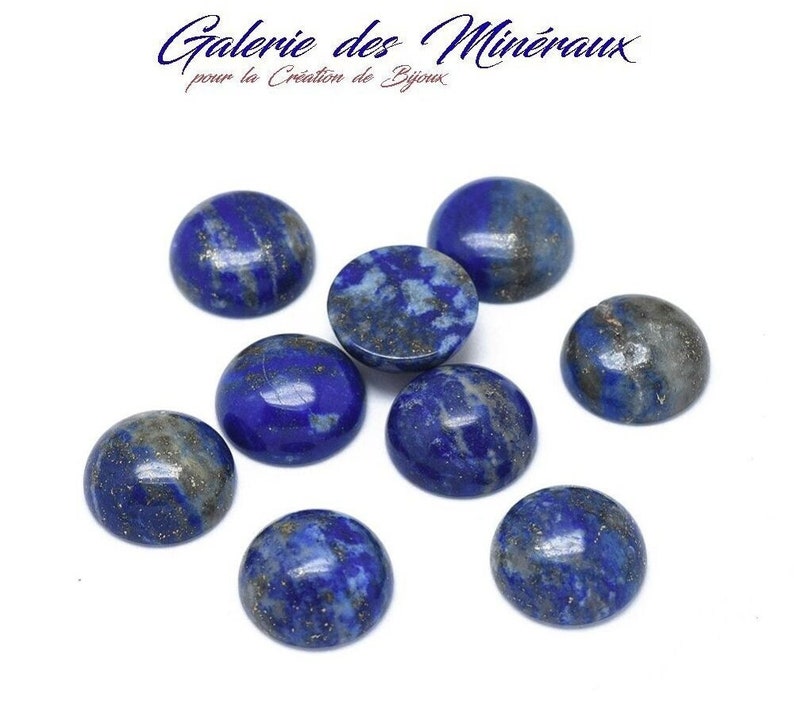 LAPIS LAZULI gemme pierre fine naturelle en cabochon rond en 8mm, 10mm, 16mm et 30mm : création bijoux, macramé et loisirs créatifs image 1