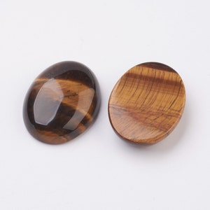 OEIL DE TIGRE gemme pierre fine naturelle cabochon ovale en 18x13mm, 25x18mm et 40x30mm : création bijoux, macramé et loisirs créatifs lot de 2 pièces