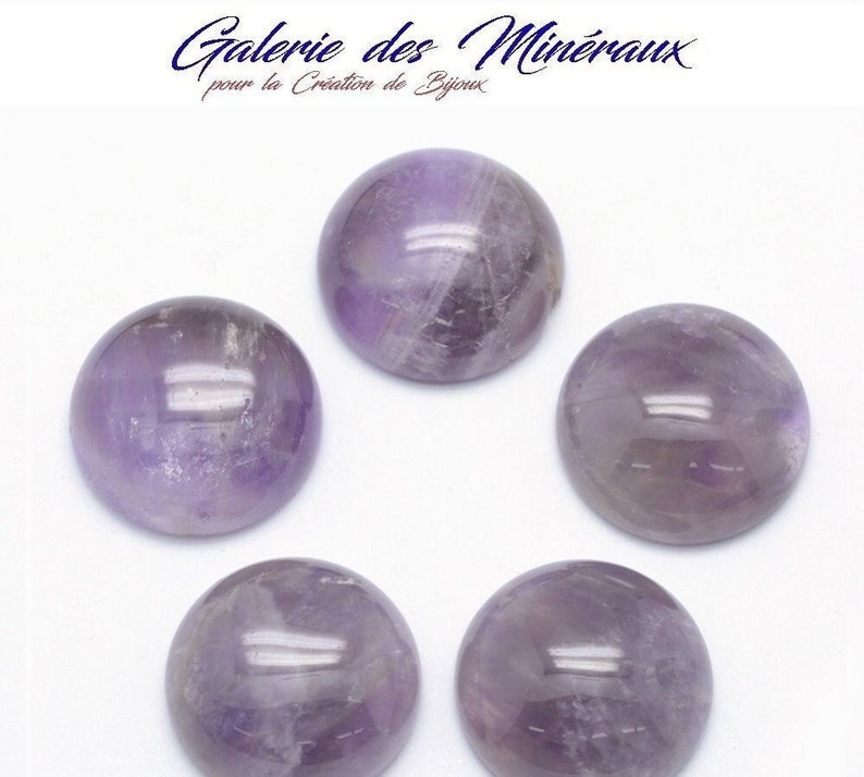 AMETHYSTE pierre naturelle en cabochon rond en 8mm, 10mm, 14mm, 16mm, 20mm et 30mm : création bijoux, macramé et loisirs créatifs image 1