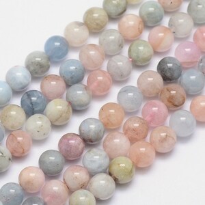 MORGANITE gemme pierre fine naturelle en lot de perles rondes en 6mm 8mm 10mm : création bijoux & loisirs créatifs image 2