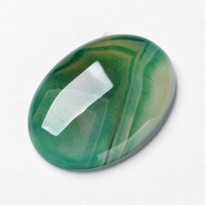 AGATE VERTE pierre naturelle en cabochon ovale en 18x13mm et 40x30mm : idéale pour création bijoux, macramé et loisirs créatifs image 2