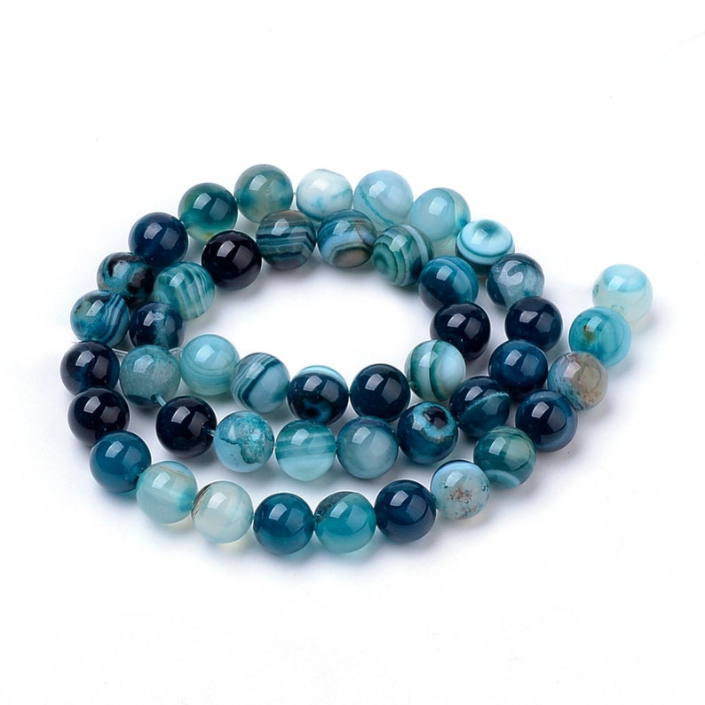 AGATE BLEUE gemme pierre fine naturelle en lot de perles rondes en 6mm 8mm 10mm : création bijoux & loisirs créatifs image 4