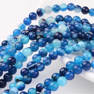 AGATE BLEUE gemme pierre fine naturelle en lot de perles rondes en 6mm 8mm 10mm : création bijoux & loisirs créatifs image 5