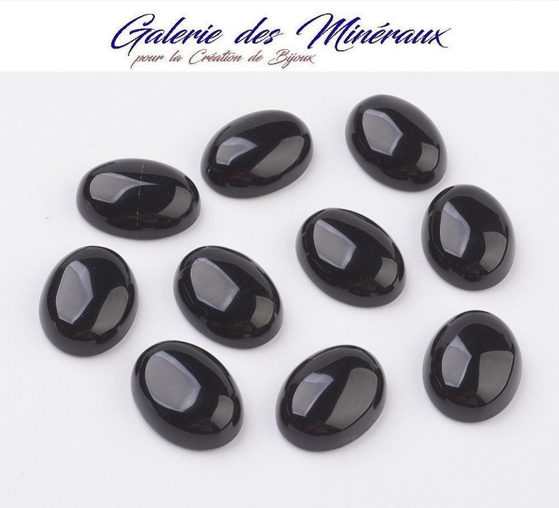 OBSIDIENNE gemme pierre fine naturelle en cabochon ovale en 18x13mm, 25x18mm et 40x30mm : création bijoux, macramé & loisirs créatifs image 1