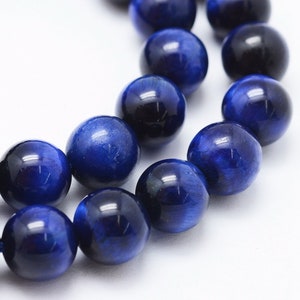 OEIL DE TIGRE Bleu gemme pierre fine naturelle en lot de perles rondes en 6mm 8mm 10mm : création bijoux & loisirs créatifs image 2