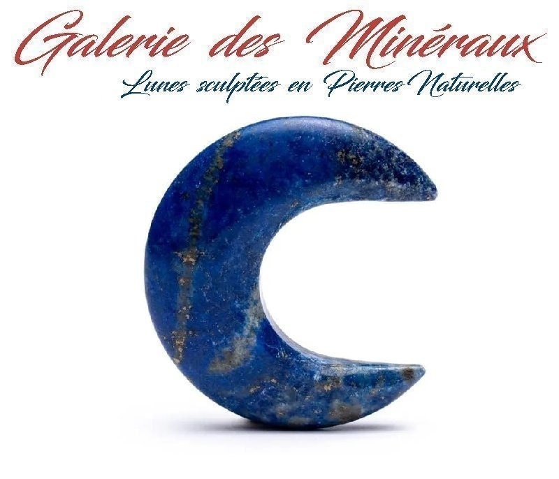 Lune Sculptée en Lapis Lazuli Pierre Naturelle & Minérale de Qualité Extra - 10Gr Lithothérapie Ener