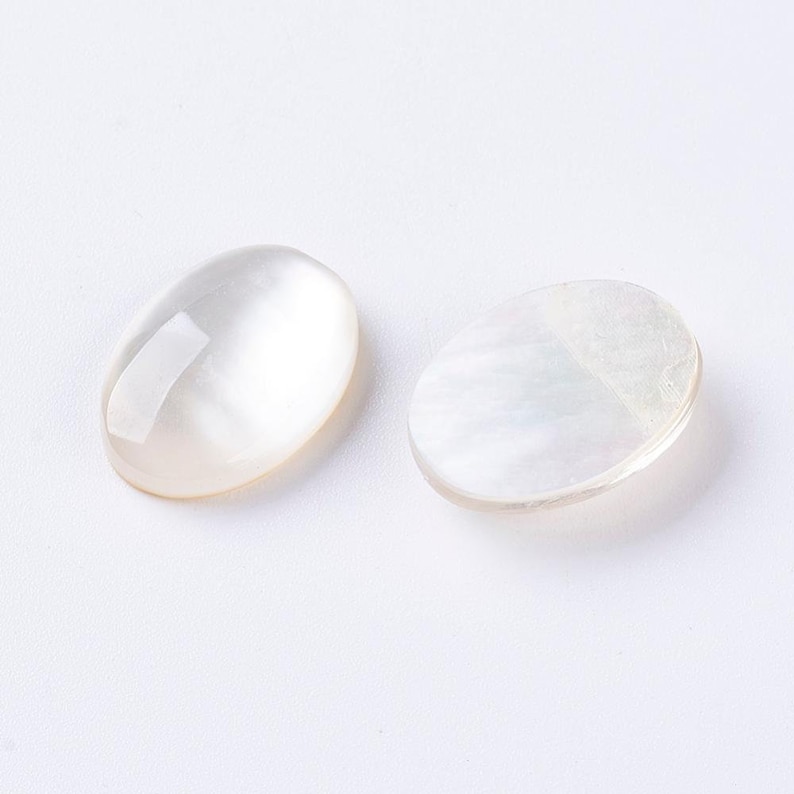 NACRE gem natural fine stone in oval cabochon in 18x13mm and 25x18mm: jewelry creation, macramé, macramé and creative hobbies lot de 2 pièces