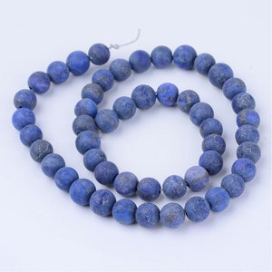 LAPIS LAZULI Mat Givré gemme pierre fine naturelle en lot de perles rondes en 6mm 8mm 10mm : création bijoux & loisirs créatifs image 3