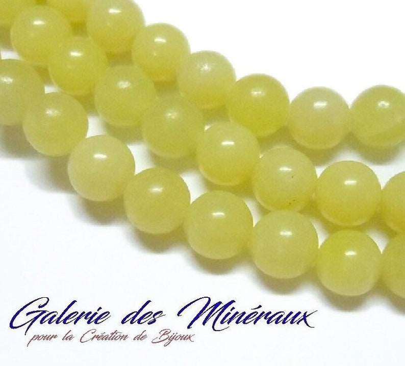 JADE Citron gemme pierre fine naturelle en lot de perles rondes en 6mm 8mm 10mm : création bijoux & loisirs créatifs image 1