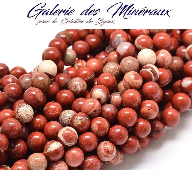 JASPE ROUGE gemme pierre fine naturelle en lot de perles rondes en 6mm 8mm 10mm : création bijoux & loisirs créatifs image 1