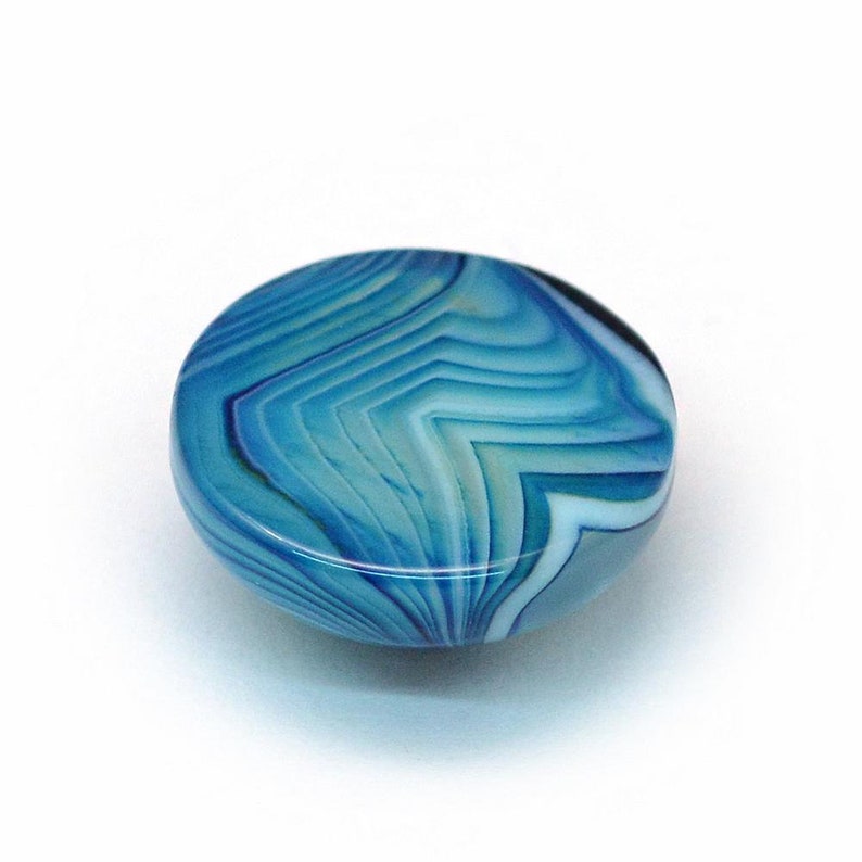 AGATE BLEUE gemme pierre fine naturelle en cabochon rond en 16mm et 20mm : création bijoux, macramé et loisirs créatifs image 5