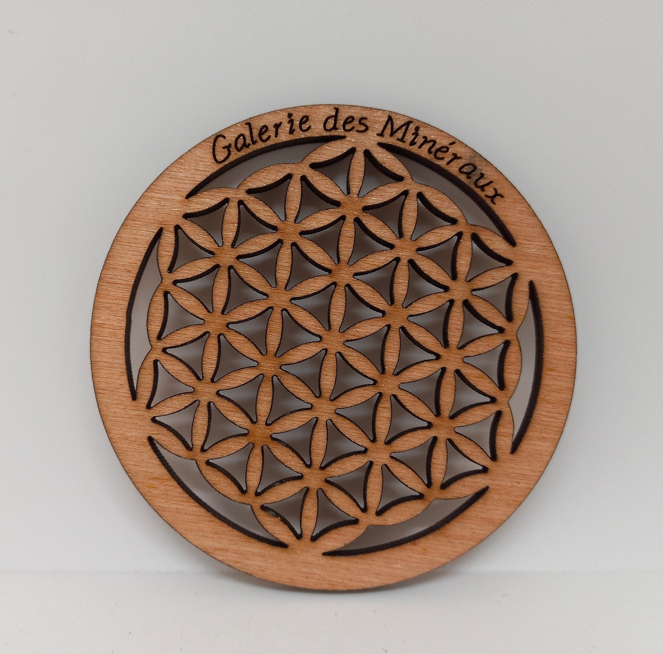 Plateau de Rechargement 18cm | ou 9cm Décoré Fleur de Vie & Gravé Pour Soins Énergétiques, Recharger