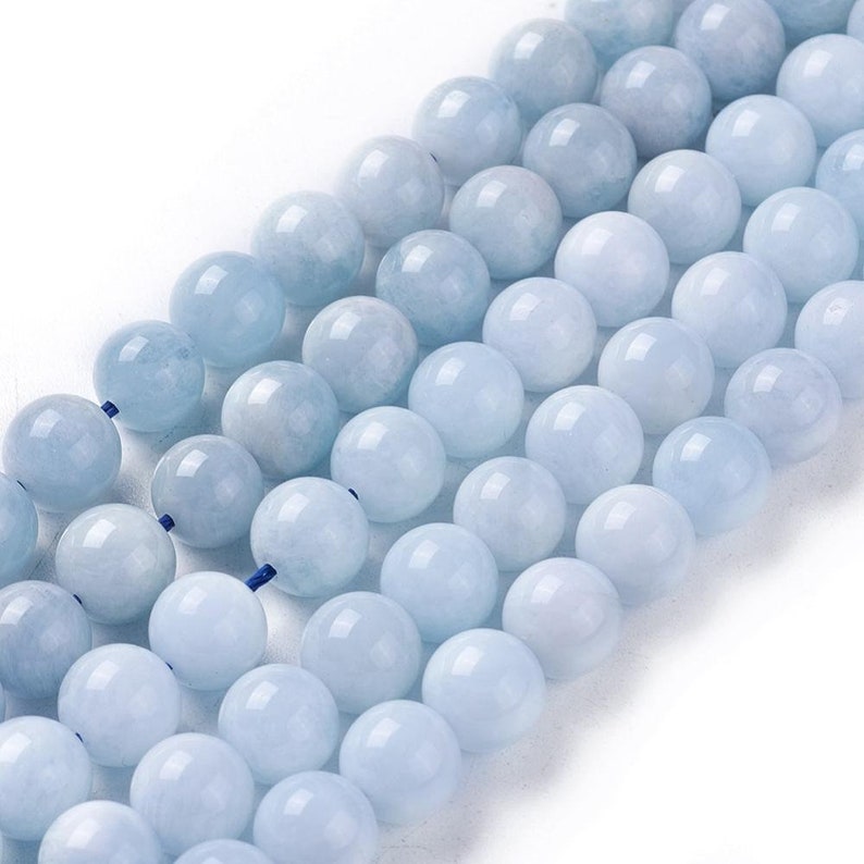 AIGUE MARINE gemme pierre fine naturelle en lot de perles rondes en 6mm 8mm 10mm : création bijoux & loisirs créatifs image 2