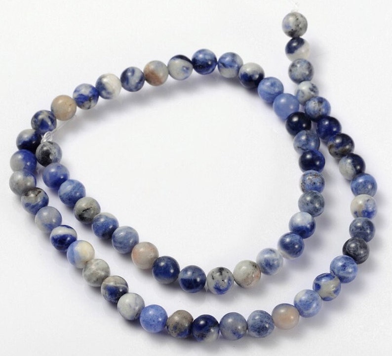 SODALITE gemme pierre fine naturelle en lot de perles rondes en 6mm 8mm 10mm : création bijoux & loisirs créatifs 6mm  (63 perles)