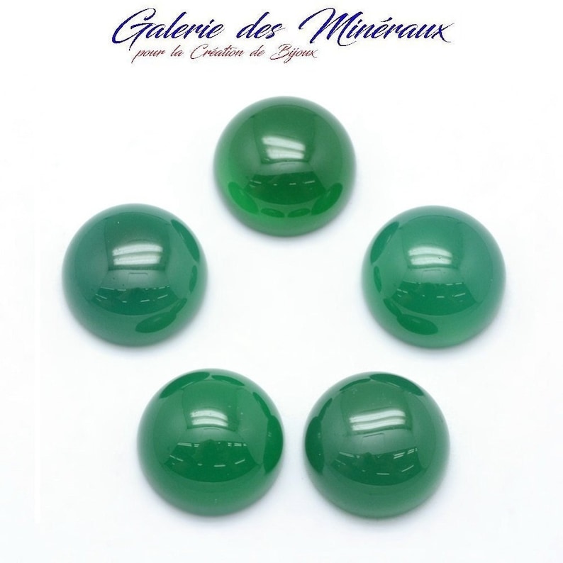 ONYX VERT pierre naturelle en cabochon rond lisse en 8mm: idéale pour la création de bijoux et loisirs créatifs image 1