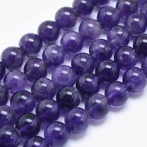 AMETHYSTE gemme pierre fine naturelle en lot de perles rondes en 6mm 8mm 10mm : création bijoux & loisirs créatifs image 2