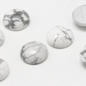 HOWLITE gem natural fine stone in round cabochon in 8mm and 18mm: jewelry creation, macramé and creative hobbies image 2