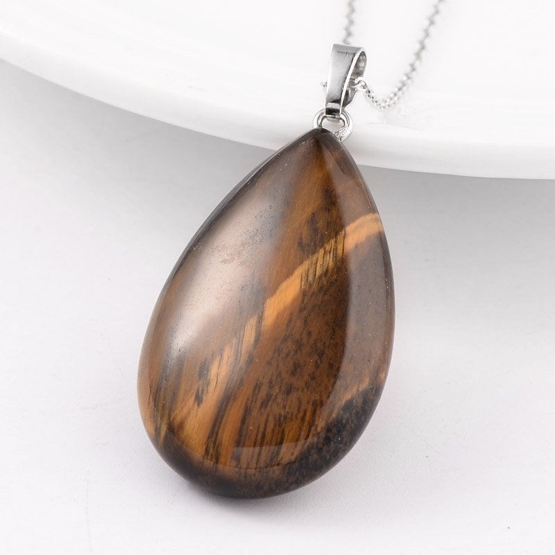 Pendentif Coeur Oeil De Tigre Pierre Naturelle Lithothérapie - Cadeau Noël