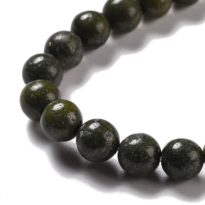 EPIDOTE gemme pierre fine naturelle en lot de perles rondes en 6mm 8mm 10mm : création bijoux & loisirs créatifs image 8