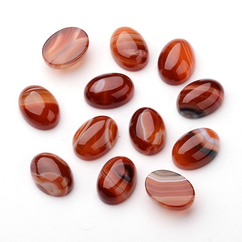 AGATE Rouge gemme pierre fine naturelle en cabochon ovale en 18x13mm : création bijoux, macramé et loisirs créatifs lot de 5 pièces