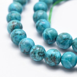 TURQUOISE AFRICAINE gemme pierre fine naturelle en lot de perles rondes en 6mm 8mm 10mm : création bijoux & loisirs créatifs image 2