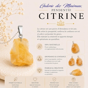 CITRINE  Pendentif en pierre naturelle de Qualité Extra en forme libre lithotherapie charms gift jewels jewel pendant jewelry jewellery