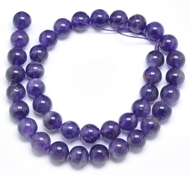 AMETHYSTE gemme pierre fine naturelle en lot de perles rondes en 6mm 8mm 10mm : création bijoux & loisirs créatifs image 4