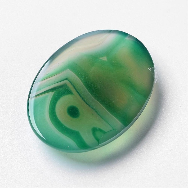 GREEN AGATE natural stone in oval cabochon in 18x13mm and 40x30mm: ideal for jewelry creation, macramé and creative hobbies image 4