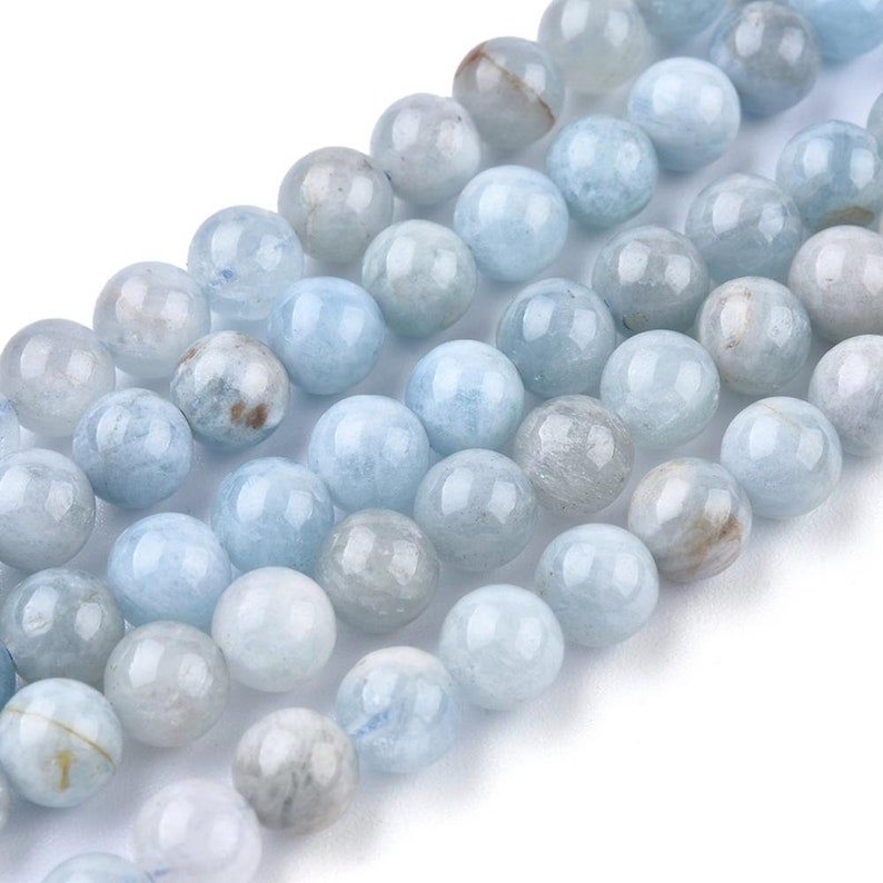 AQUAMARINE gemstone natural fine stone in batch of round beads in 6mm 8mm 10mm: jewelry creation & creative hobbies image 5