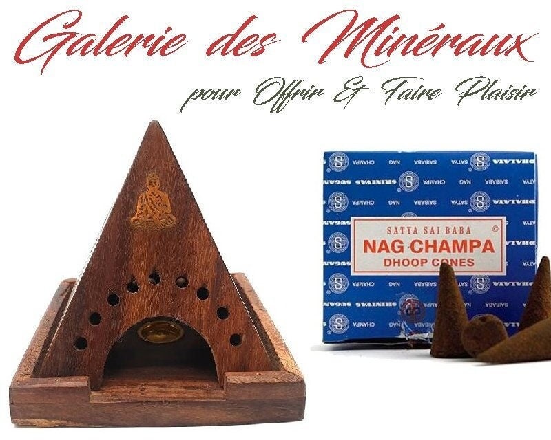 Cadeau Pour Offrir & Faire Plaisir Porte Encens Pyramide en Bois 140Gr + 12 Cônes Satya | 4 Parfums 
